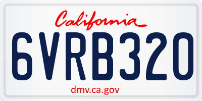 CA license plate 6VRB320