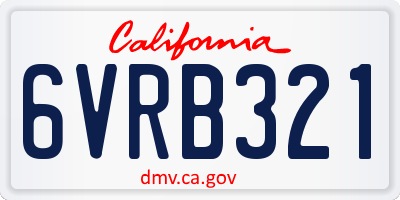 CA license plate 6VRB321