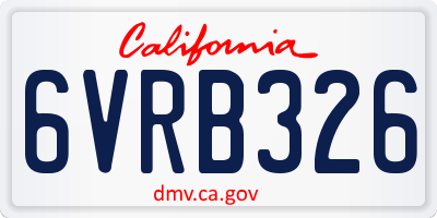 CA license plate 6VRB326