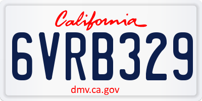 CA license plate 6VRB329