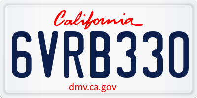 CA license plate 6VRB330