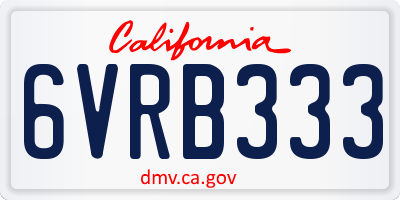 CA license plate 6VRB333
