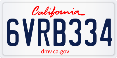 CA license plate 6VRB334