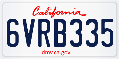 CA license plate 6VRB335