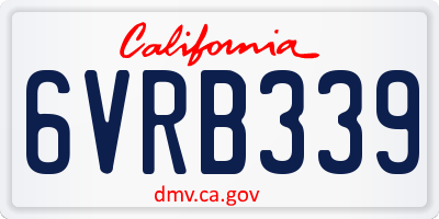 CA license plate 6VRB339