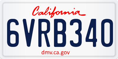 CA license plate 6VRB340