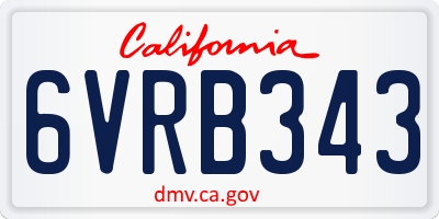 CA license plate 6VRB343