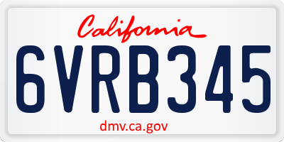 CA license plate 6VRB345