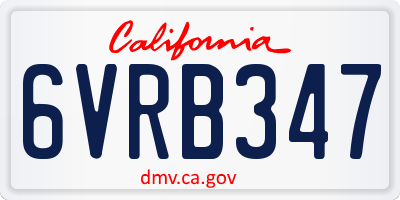 CA license plate 6VRB347