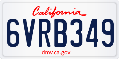 CA license plate 6VRB349