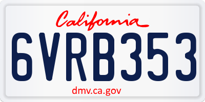 CA license plate 6VRB353