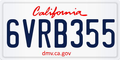CA license plate 6VRB355