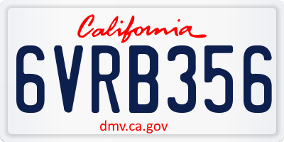 CA license plate 6VRB356
