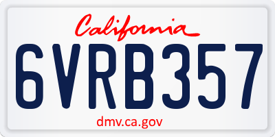 CA license plate 6VRB357