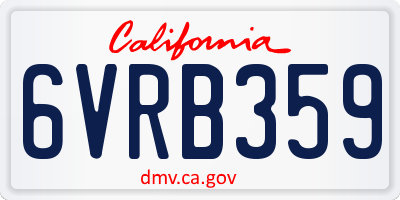 CA license plate 6VRB359