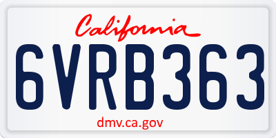 CA license plate 6VRB363