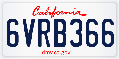 CA license plate 6VRB366
