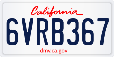 CA license plate 6VRB367