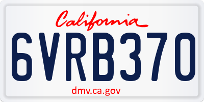 CA license plate 6VRB370