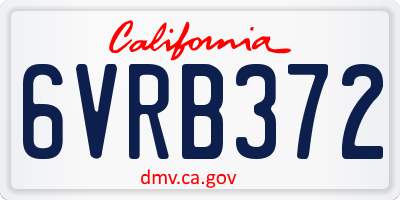 CA license plate 6VRB372