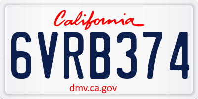 CA license plate 6VRB374