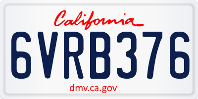 CA license plate 6VRB376