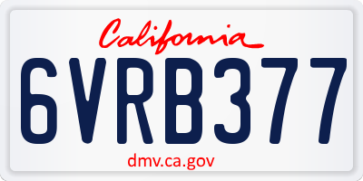 CA license plate 6VRB377