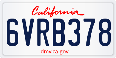 CA license plate 6VRB378