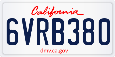 CA license plate 6VRB380
