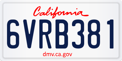 CA license plate 6VRB381