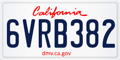 CA license plate 6VRB382