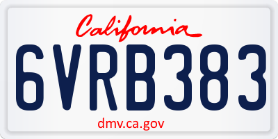 CA license plate 6VRB383