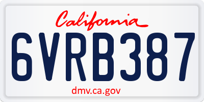 CA license plate 6VRB387