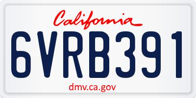 CA license plate 6VRB391