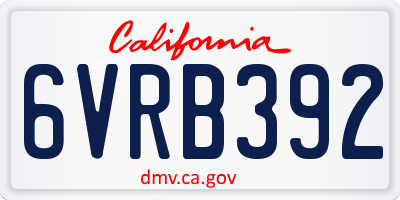 CA license plate 6VRB392