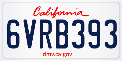 CA license plate 6VRB393