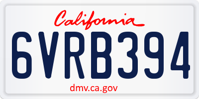 CA license plate 6VRB394