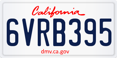 CA license plate 6VRB395