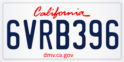 CA license plate 6VRB396