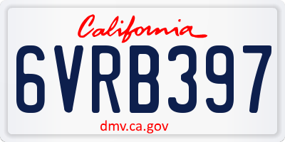 CA license plate 6VRB397