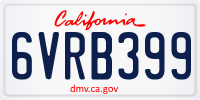 CA license plate 6VRB399