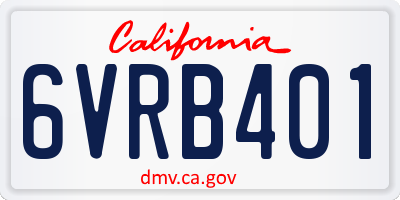 CA license plate 6VRB401