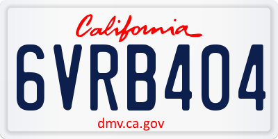 CA license plate 6VRB404
