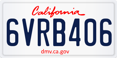 CA license plate 6VRB406