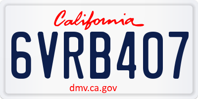 CA license plate 6VRB407