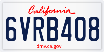 CA license plate 6VRB408