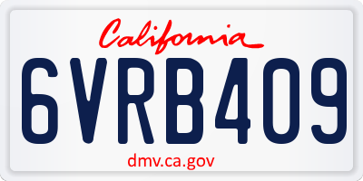 CA license plate 6VRB409
