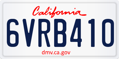 CA license plate 6VRB410