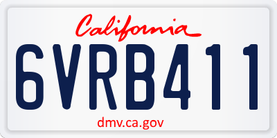 CA license plate 6VRB411