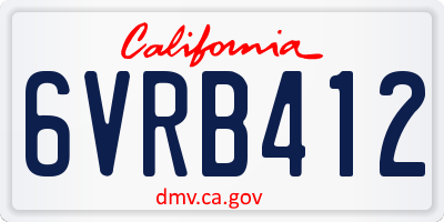 CA license plate 6VRB412